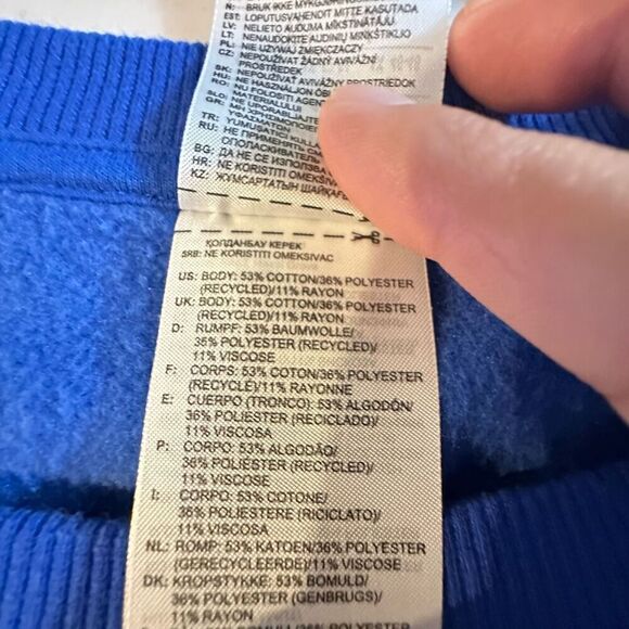 Adidas ESSENTIALS 3-STRIPES FLEECE SWEATSHIRT Size 1X Blue & White Plus unisex - Picture 10 of 12